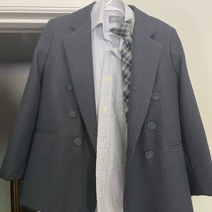 Blazer, button-down shirt and clip-on tie for boys